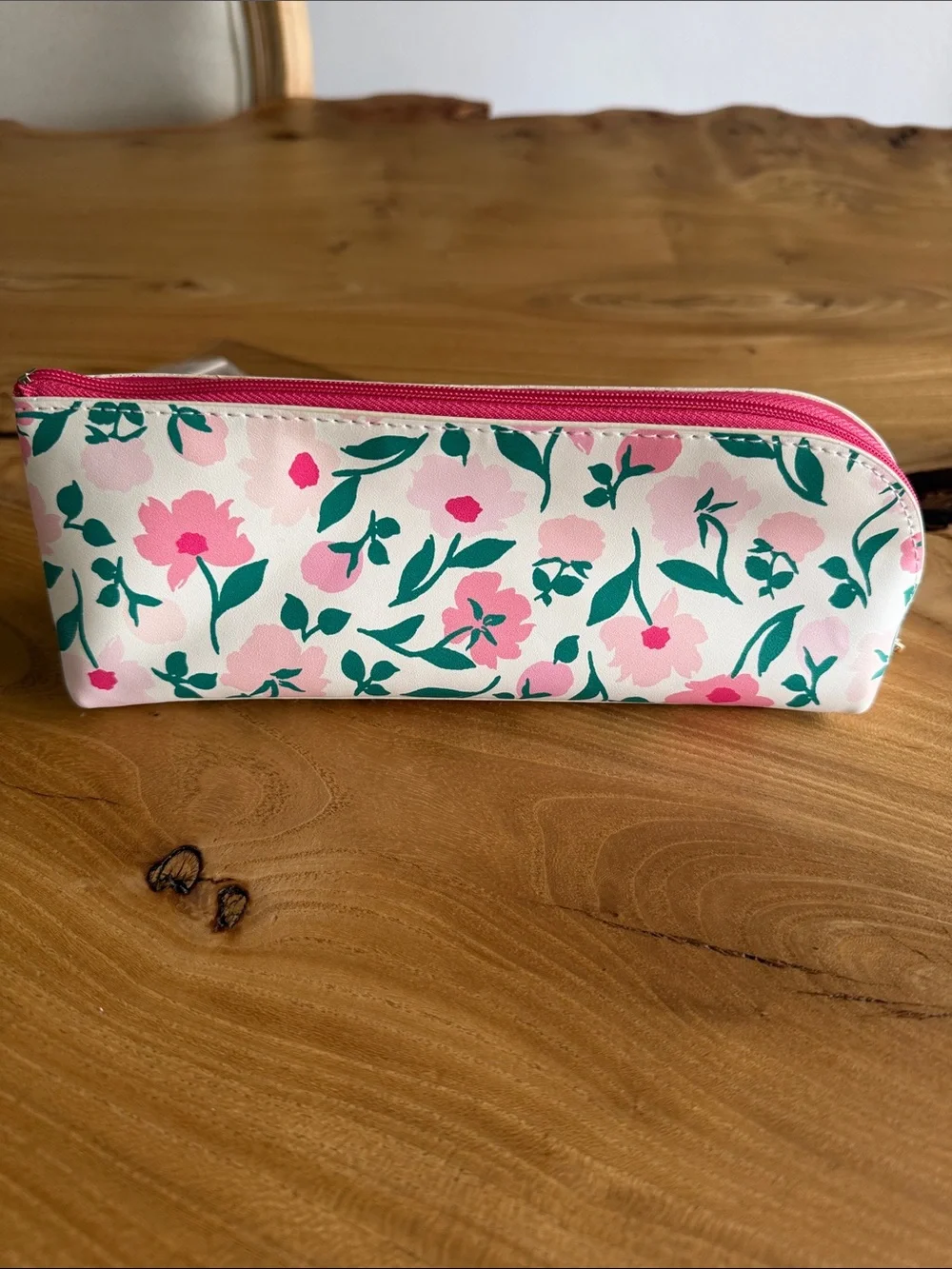 Kate Spade Pink Floral Zip Pencil  Pouch with ruler, eraser, and pencil sharpene